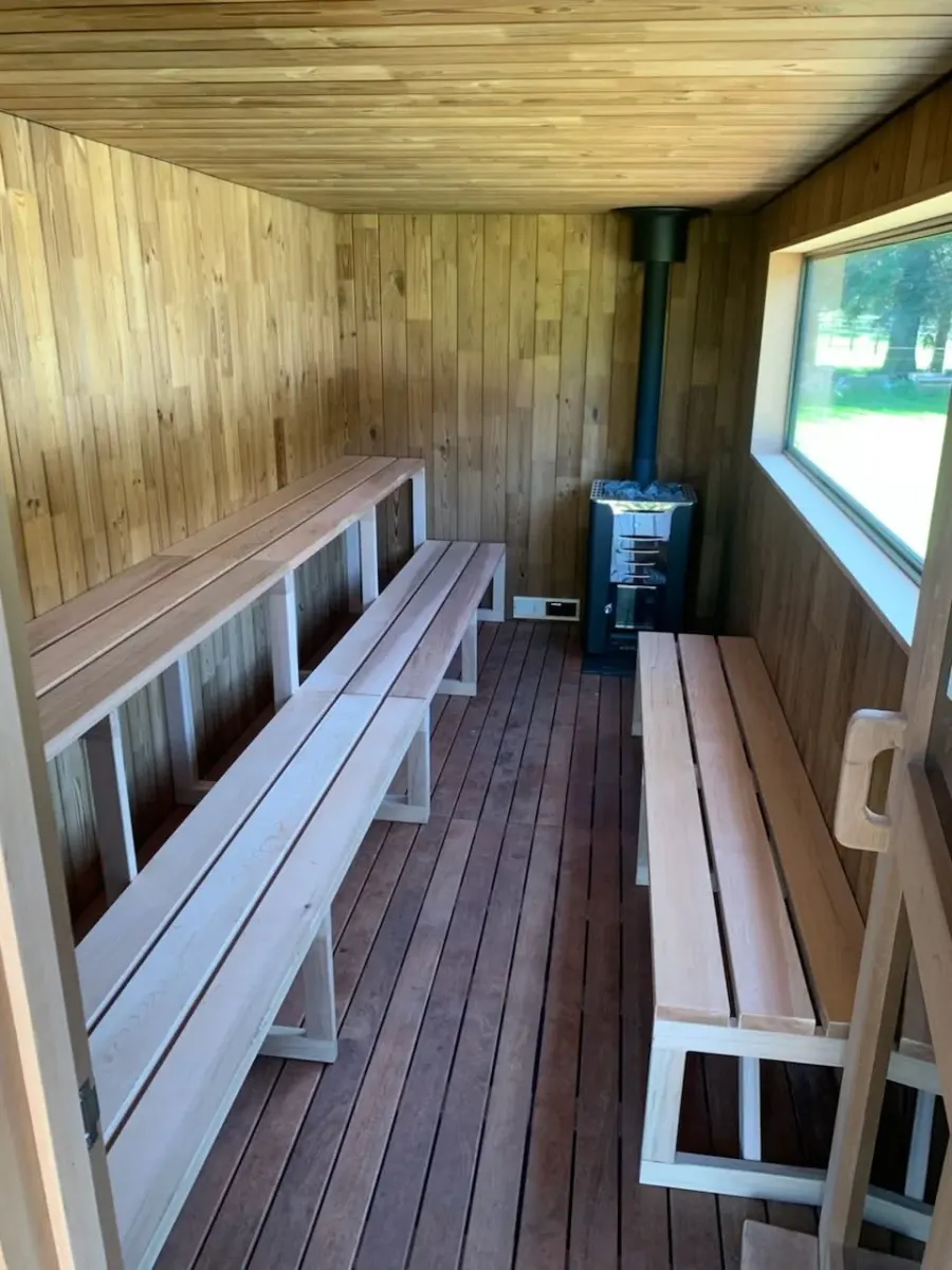 The finished custom-built sauna