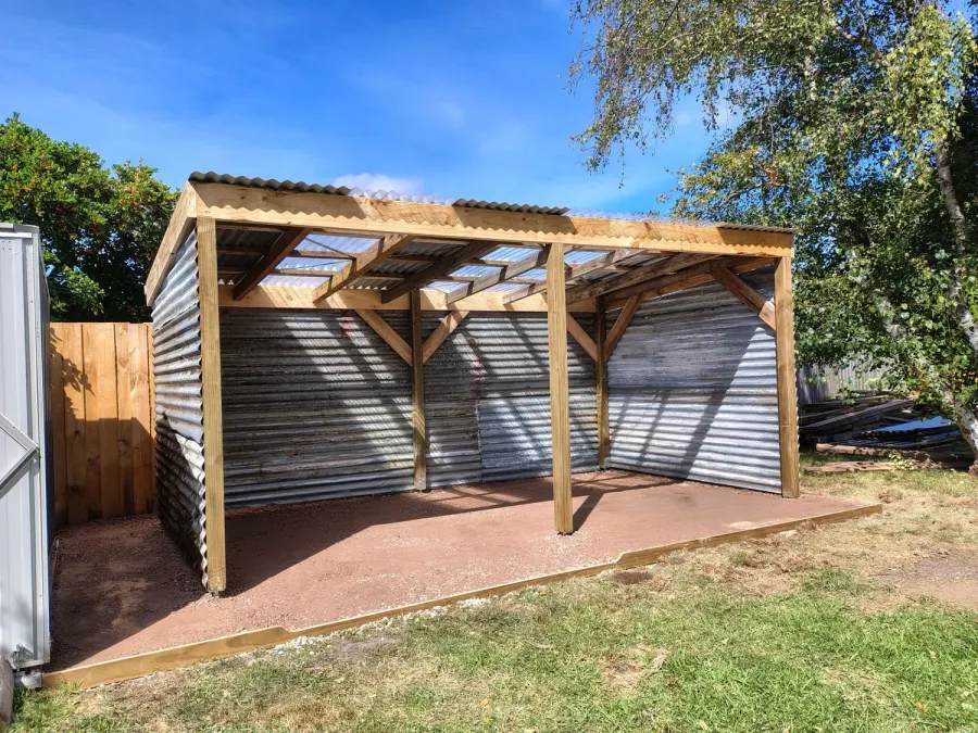 Garden shelter built from timber