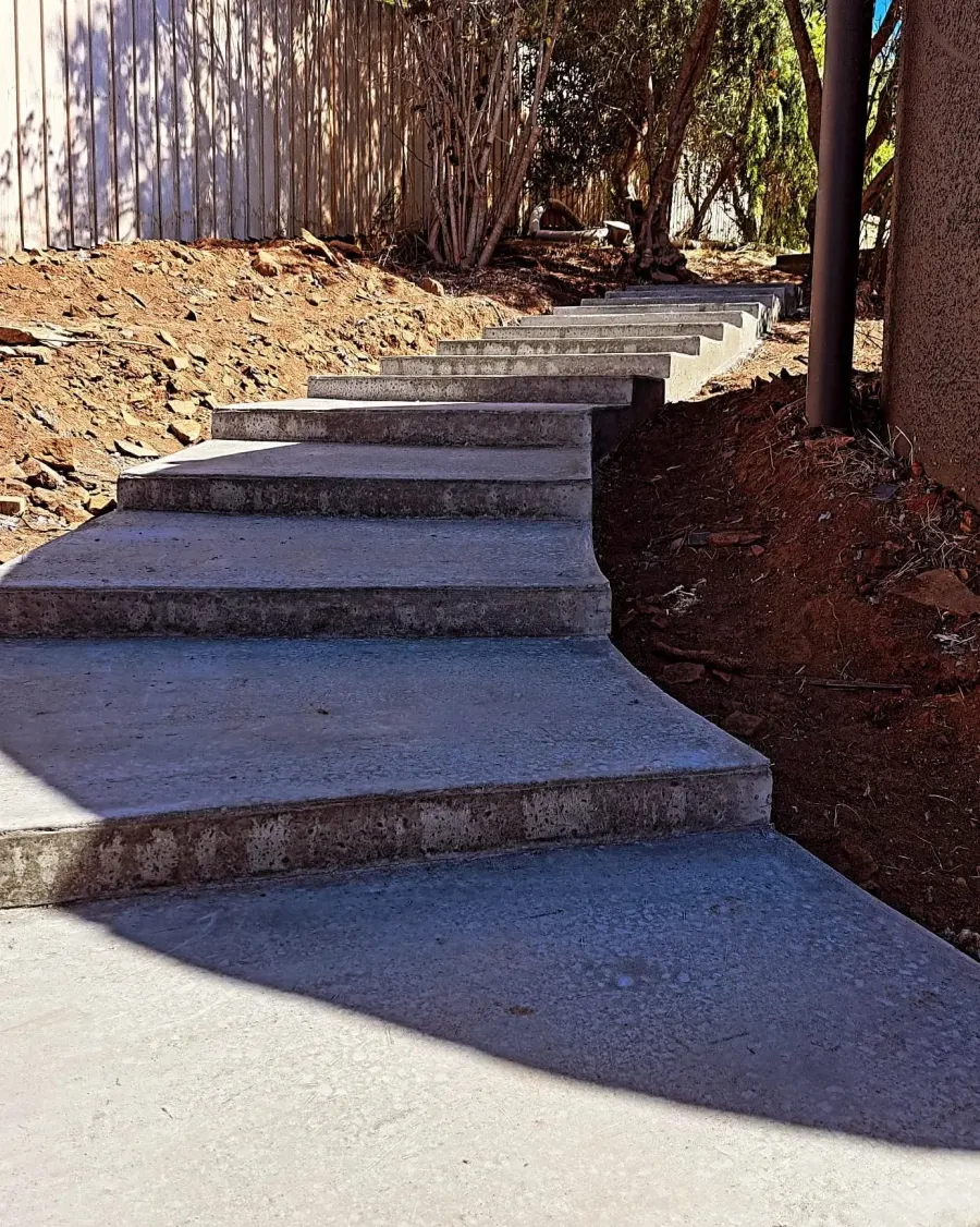 Concrete and timber stairs